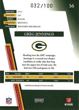 2007 Playoff Absolute Memorabilia - Spectrum Silver #36 Greg Jennings Back