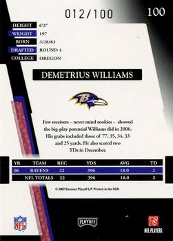 2007 Playoff Absolute Memorabilia - Spectrum Silver #100 Demetrius Williams Back
