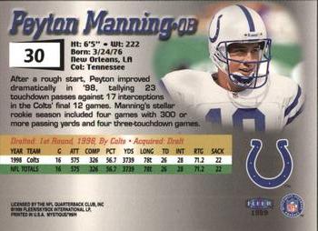 1999 Fleer Mystique #30 Peyton Manning Back