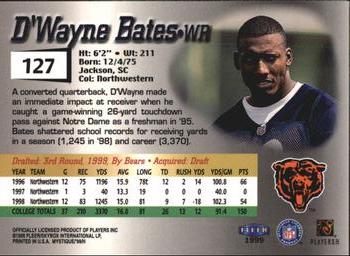 1999 Fleer Mystique #127 D'Wayne Bates Back