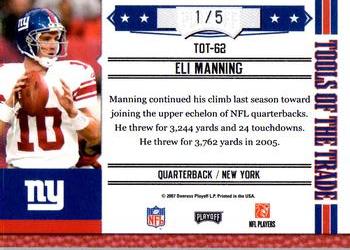 2007 Playoff Absolute Memorabilia - Tools of the Trade Black Spectrum #TOT-62 Eli Manning Back