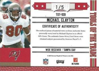 2007 Playoff Absolute Memorabilia - Tools of the Trade Material Blue Oversize #TOT-109 Michael Clayton Back