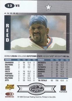 1999 Leaf Certified #13 Andre Reed Back