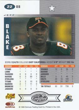 1999 Leaf Certified #22 Jeff Blake Back