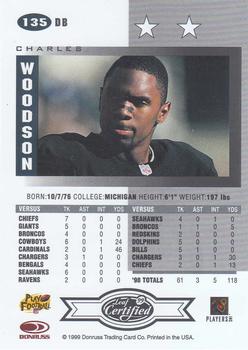 1999 Leaf Certified #135 Charles Woodson Back