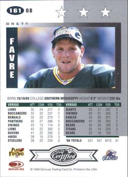 1999 Leaf Certified #161 Brett Favre Back