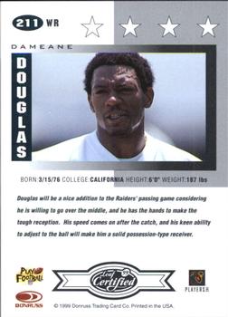 1999 Leaf Certified #211 Dameane Douglas Back