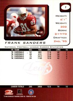 1999 Leaf Rookies & Stars #1 Frank Sanders Back