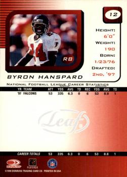 1999 Leaf Rookies & Stars #12 Byron Hanspard Back