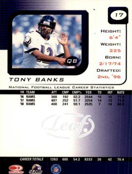 1999 Leaf Rookies & Stars #17 Tony Banks Back
