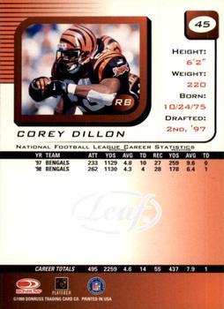 1999 Leaf Rookies & Stars #45 Corey Dillon Back