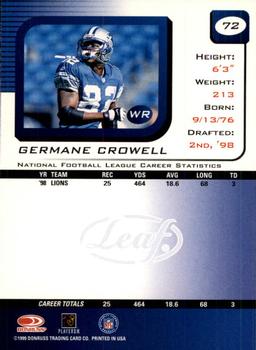 1999 Leaf Rookies & Stars #72 Germane Crowell Back