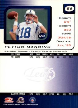 1999 Leaf Rookies & Stars #86 Peyton Manning Back