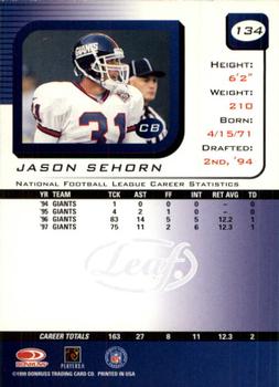 1999 Leaf Rookies & Stars #134 Jason Sehorn Back
