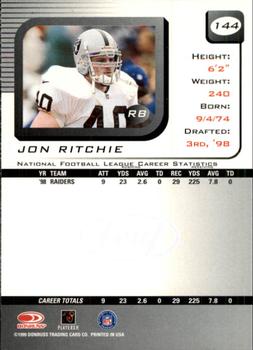 1999 Leaf Rookies & Stars #144 Jon Ritchie Back