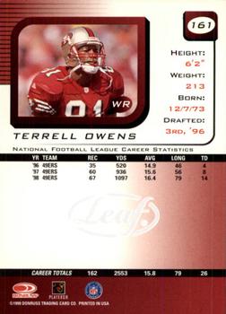 1999 Leaf Rookies & Stars #161 Terrell Owens Back