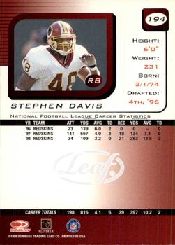 1999 Leaf Rookies & Stars #194 Stephen Davis Back