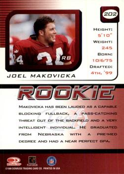1999 Leaf Rookies & Stars #202 Joel Makovicka Back