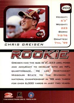1999 Leaf Rookies & Stars #203 Chris Greisen Back