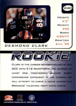 1999 Leaf Rookies & Stars #240 Desmond Clark Back