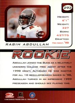 1999 Leaf Rookies & Stars #293 Rabih Abdullah Back