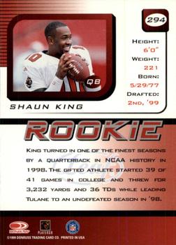 1999 Leaf Rookies & Stars #294 Shaun King Back