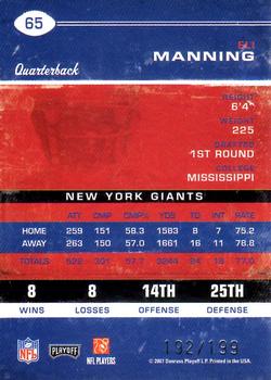 2007 Playoff Contenders - Playoff Ticket #65 Eli Manning Back