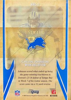 2007 Playoff Contenders - Rookie Roll Call Black #RRC-1 Calvin Johnson Back