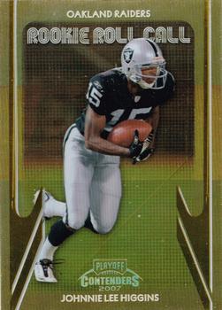 2007 Playoff Contenders - Rookie Roll Call Gold Holofoil #RRC-27 Johnnie Lee Higgins Front
