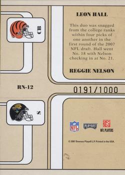 2007 Playoff Contenders - Round Numbers #RN-12 Leon Hall / Reggie Nelson Back