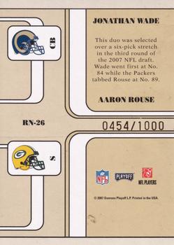 2007 Playoff Contenders - Round Numbers #RN-26 Jonathan Wade / Aaron Rouse Back