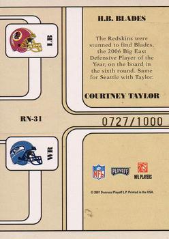 2007 Playoff Contenders - Round Numbers #RN-31 H.B. Blades / Courtney Taylor Back