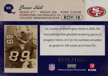 2007 Playoff Contenders - ROY Contenders #ROY-18 Jason Hill Back