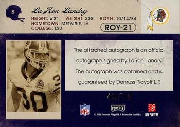 2007 Playoff Contenders - ROY Contenders Autographs #ROY-21 LaRon Landry Back