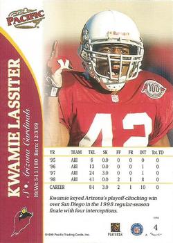 1999 Pacific #4 Kwamie Lassiter Back