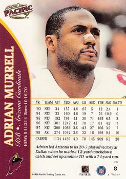 1999 Pacific #8 Adrian Murrell Back