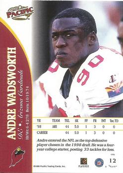 1999 Pacific #12 Andre Wadsworth Back