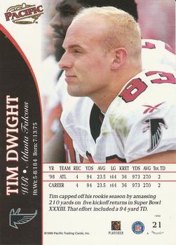 1999 Pacific #21 Tim Dwight Back