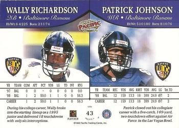 1999 Pacific #43 Wally Richardson / Pat Johnson Back