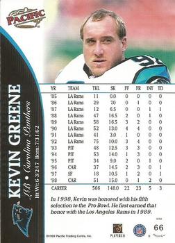 1999 Pacific #66 Kevin Greene Back