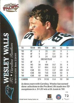 1999 Pacific #72 Wesley Walls Back