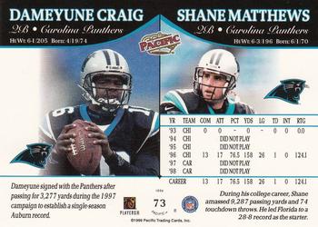 1999 Pacific #73 Dameyune Craig / Shane Matthews Back