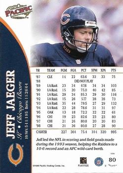 1999 Pacific #80 Jeff Jaeger Back
