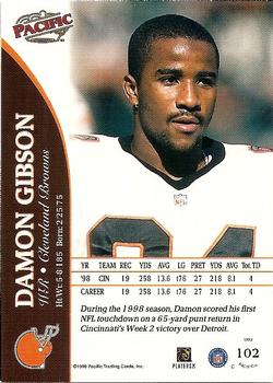 1999 Pacific #102 Damon Gibson Back