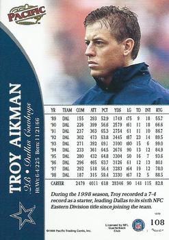 1999 Pacific #108 Troy Aikman Back