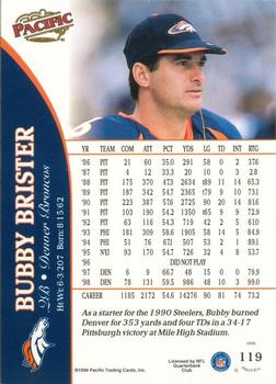 1999 Pacific #119 Bubby Brister Back