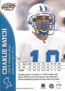 1999 Pacific #133 Charlie Batch Back