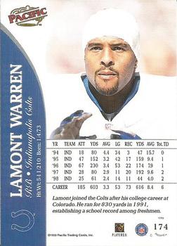 1999 Pacific #174 Lamont Warren Back