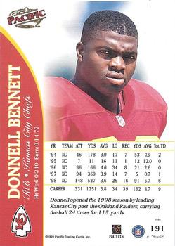 1999 Pacific #191 Donnell Bennett Back