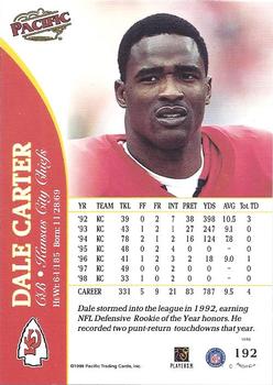 1999 Pacific #192 Dale Carter Back